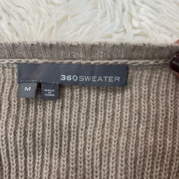 360 Sweater Wool and Cashmere Brown and Tan Crew Neck Sweater Size M - Picture 4 of 8